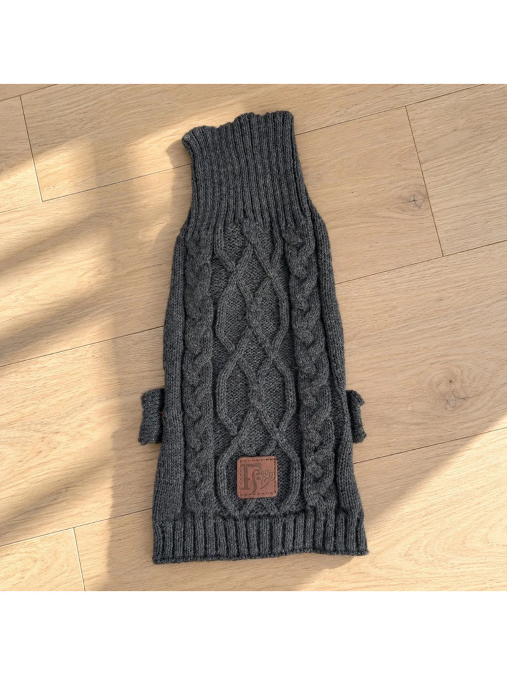 Friends Forever XS Gray Cable Knit Dog Sweater Turtleneck Pet Jumper